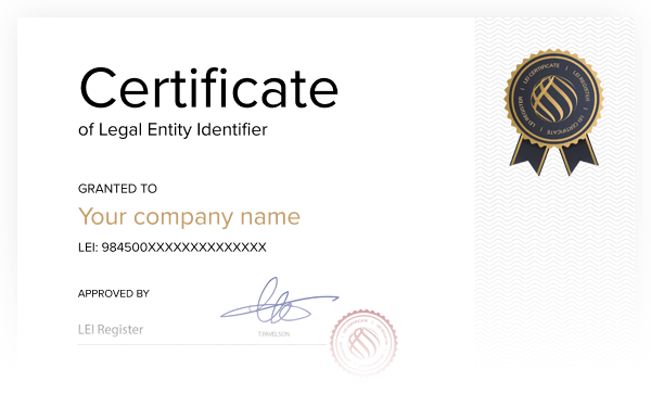 Certifikát LEI